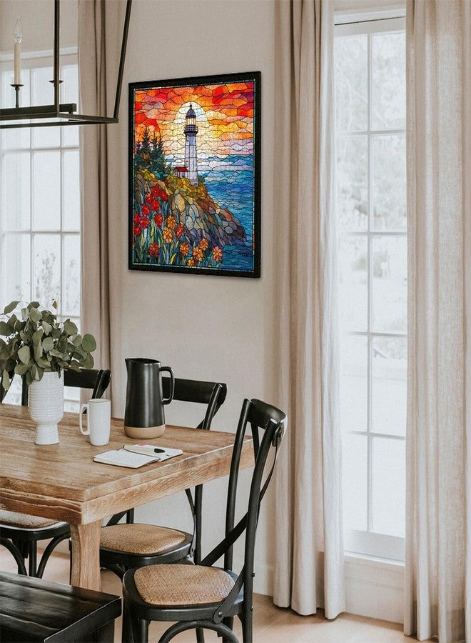 PICKFORU Stained Glass Lighthouse Puzzles for Adults 1000 Piece, Mosaic Beach Puzzle Hard, Impossible Difficult Challenging Puzzles, Lighthouse Scenic Jigsaw Puzzles - Image 5